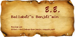 Ballabás Benjámin névjegykártya